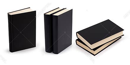 Black book blank cover set with clipping path