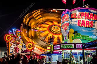 Minnesota State Fair Midway Rides at night