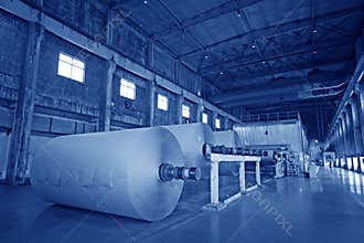 Mechanical equipment in a paper mill factory
