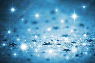 Blue winter background with stars