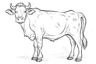 Cow drawn on a white background for coloring. Generative ai