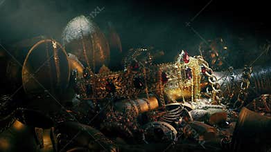 Treasure Pile In Dusty Shaft Of Light