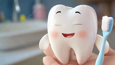 A funny tooth with a brush.