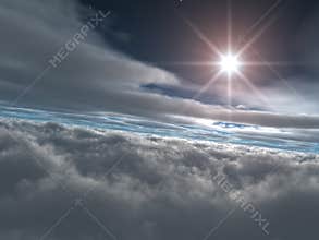 Bright Star above Heavenly Clouds