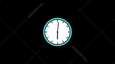 Clock animation in 12 hour loop animation. alarm clock icon concept