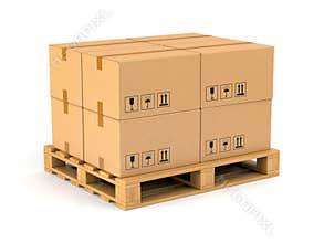 Cardboard boxes on pallet
