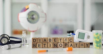 Blocks with Diabetic Retinopathy scattered around workspace