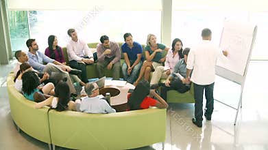 Businessman Leading Brainstorming Session With Colleagues