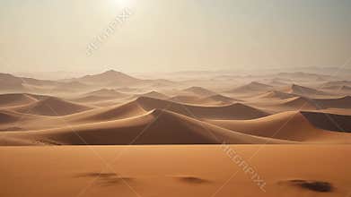 Vast Desert Dunes Landscape with Wind Blowing Sand Animation