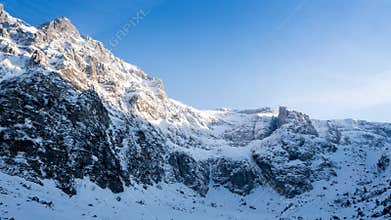 Time lapse snow mountains sunset landscape