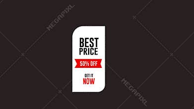 Best Price 50% Off White Badge Animation on brown Background