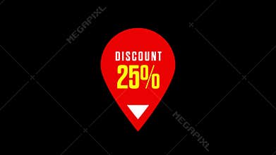 25% Discount Red Badge Vector on Black Background animation