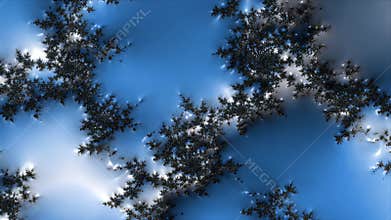 Abstract Fractal Landscape: Ethereal Blue Nebula with Dark, Branching Structures