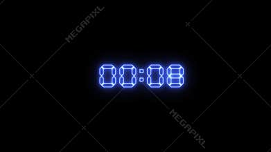 Digital clock display with 15 second countdown neon