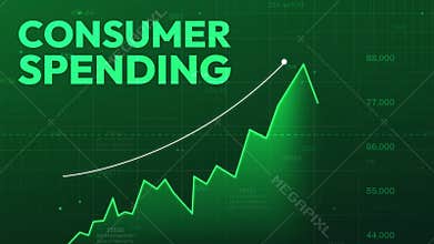 Animated Green Graph Showing Rising Consumer Spending Trends with Upward Curve Indicating Economic