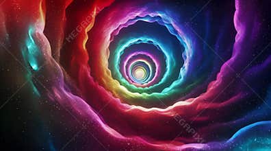 Cosmic Spiral Gates of Light: Magic Rainbow Nebula, Seamless Loop.