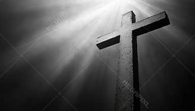 Simple Gray Christian Cross On A Light Background