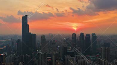 The Zhujiang New Town CBD at sunset