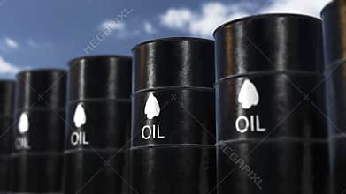 Petroleum Oil Containers Arranged in a Row