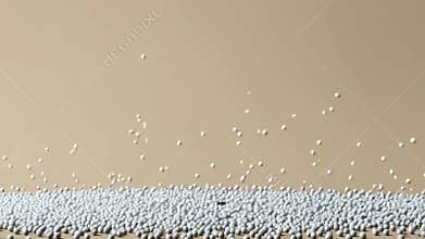 Dynamic capsules emerge and scatter creating captivating movement against minimalist background