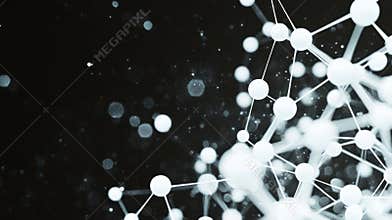 Abstract molecular structure with spheres and connections in a dark space, AI Generative