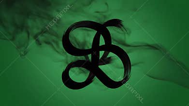 Ethereal Black Ink Swirls and Wisps Dance on Vibrant Green Screen Background