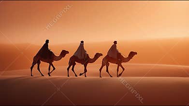 The Three Wise Men crossing the desert