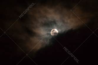 Dark Sky With Full Moon, Lunar Eclipse