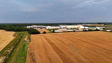 An expansive agricultural landscape from an elevated perspective