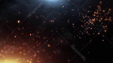 Fiery flames bursting forth against a black background