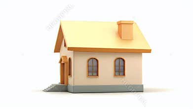 Charming Yellow House, Cozy Home Exterior 3D Render