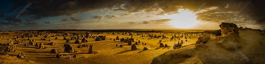 Sunset over Pinnacles desert, Western Australia