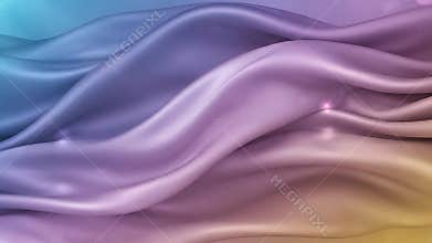 Flowing silk fabric in gradient color transition luxury texture background
