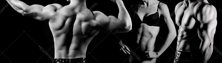Bodybuilding. Man and woman