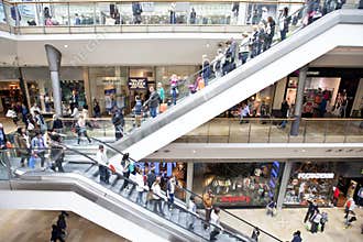 People shopping in retail mall