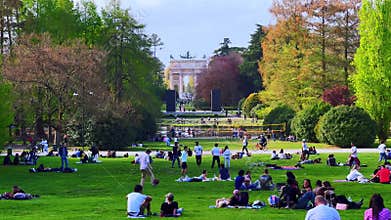 The picnic in Simplon Park, Milan, Italy