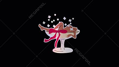 Party Celebration – Woman Sitting in Martini Glass Animation