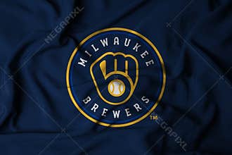 flag with the logo of the MLB Milwaukee Brewers baseball team