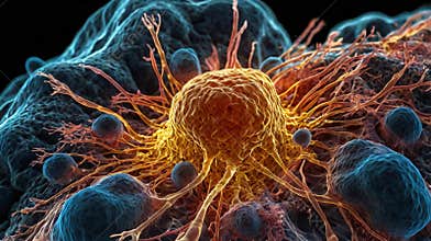 3D-Rendered Confocal Microscopy Image of ER-Golgi Interactions Showing Vesicle Transport