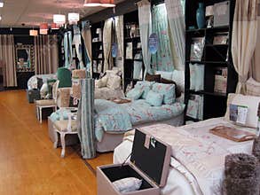 Bedding display in a store.