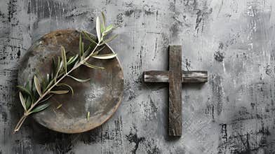 Ash Wednesday, religious ceremony background with copy space .