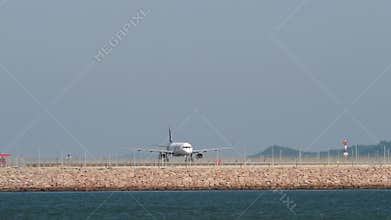 Airbus A321 of HK Express taxiing at Chek Lap Kok airport