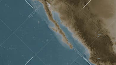 Isla Ana Island in the North Pacific Ocean. Sepia map. Slide
