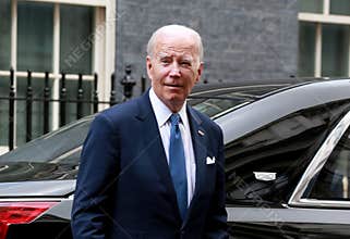 Joe Biden leaves 10 Downing Street in London.