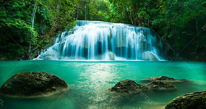 Front view of Erawan waterfall