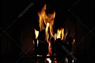 Fire burning in fireplace