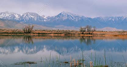 Scenic view of Sierra mountains with perfect reflections