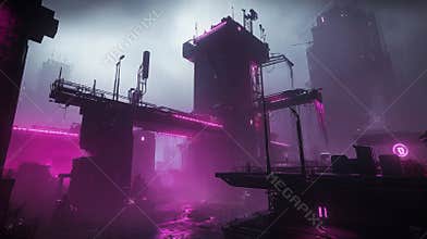 Neon Dystopian Cityscape