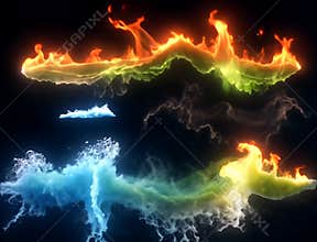Elemental Wave Forms Fire Water Air Earth Visual Effect Background