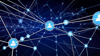 Network connection with people icons, global communication and technology stock footage Generative AI